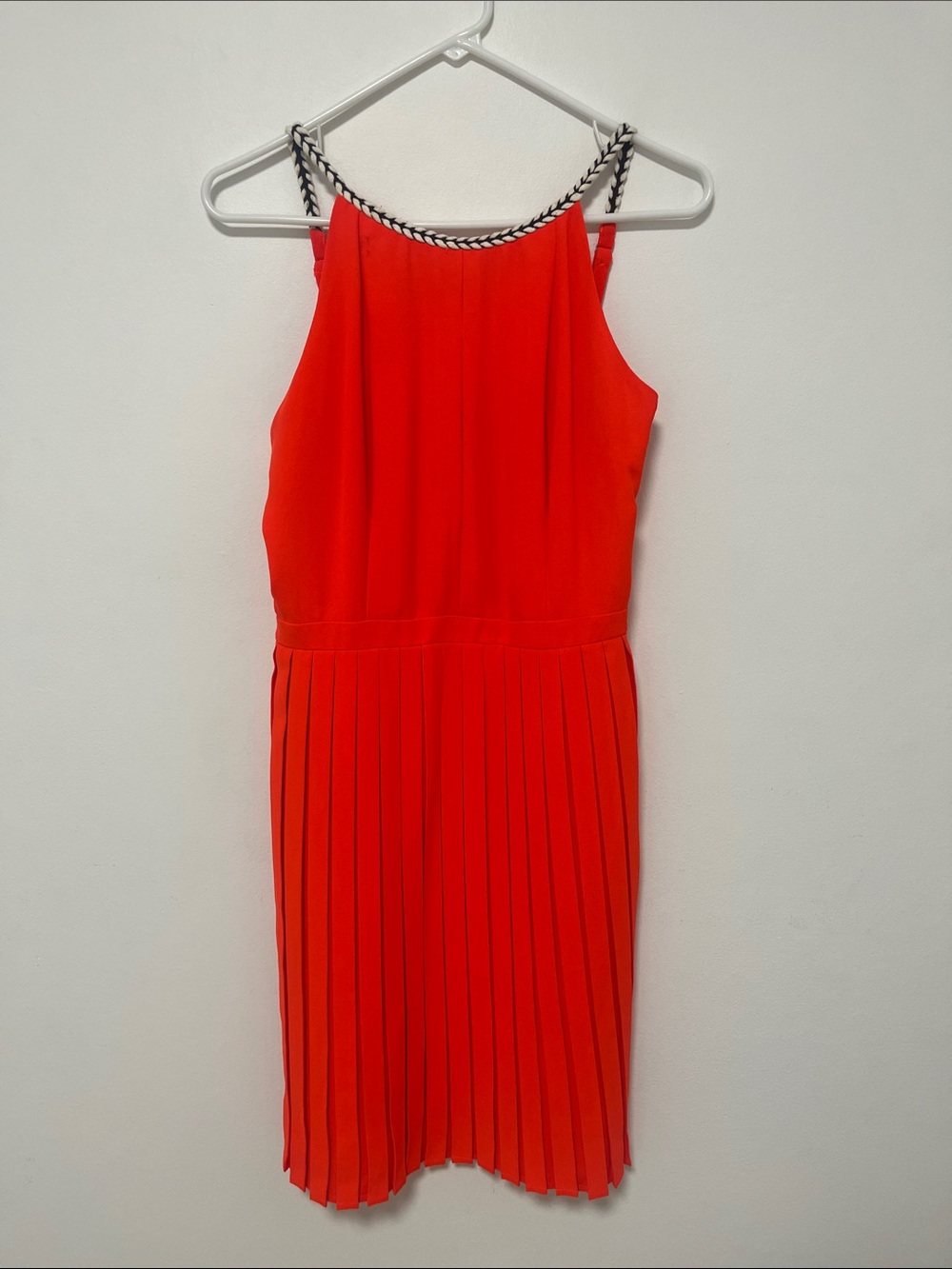 Sleeveless Pleated Vibrant Orange Women's Dress